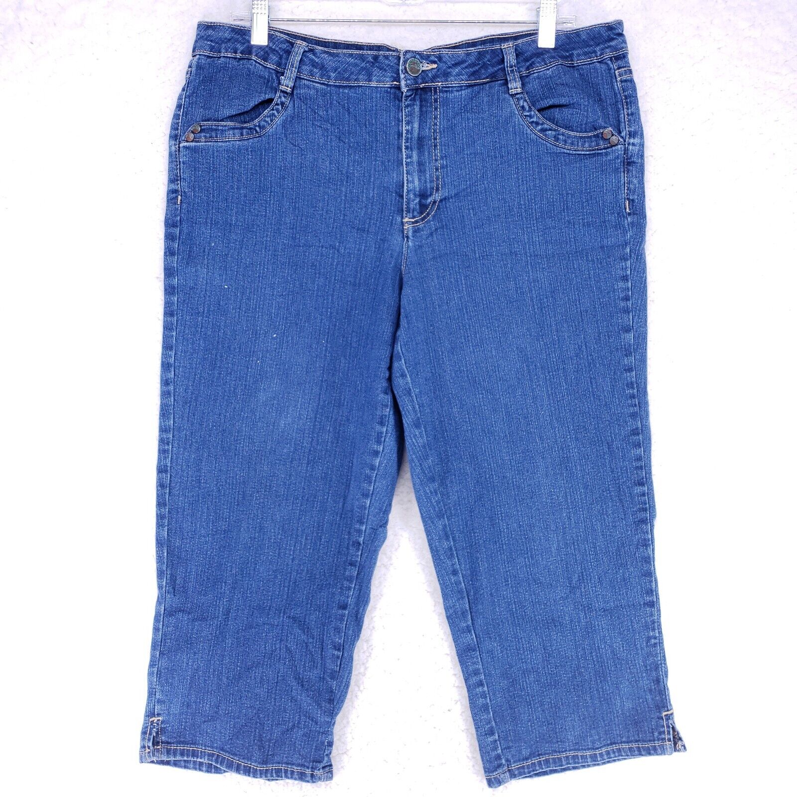 Living Planet Cut Cuff Jean Capri Women Size 14 Mid Rise Denim Casual Pants